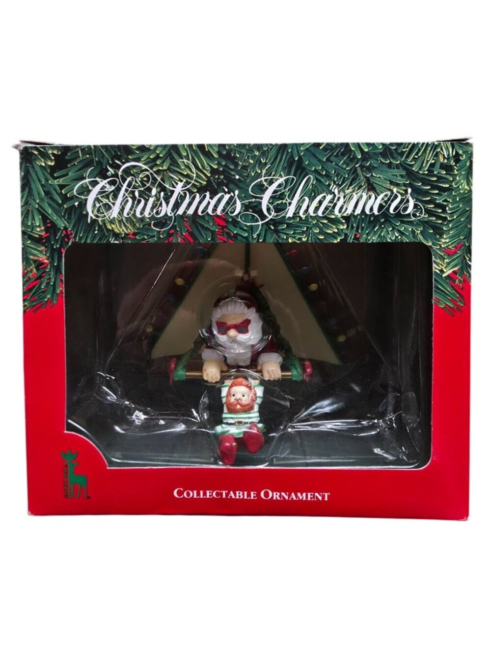 NIB Santa's Best Collectible Santakins Ornament – Santa & Elf Rides a Paraglider